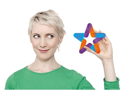 Zest exceptional icon of woman holding brightly coloured star