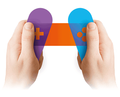 Zest game changing icon hands holding gaming controller