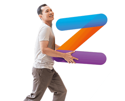 Zest trusted icon man carrying giant z